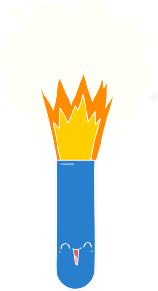 Düz renkli çizgi film, bir insan tarafından çizilmiş test tüpünde patlayan kimyasallar