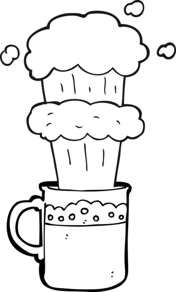 Bir insan tarafından çizilmiş siyah beyaz çizgi film birası.