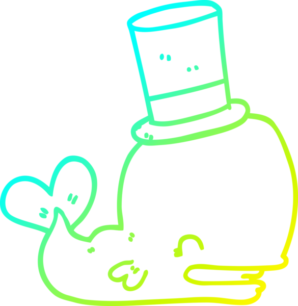 Bir insan tarafından çizilmiş silindir şapkalı bir balina çizimi.