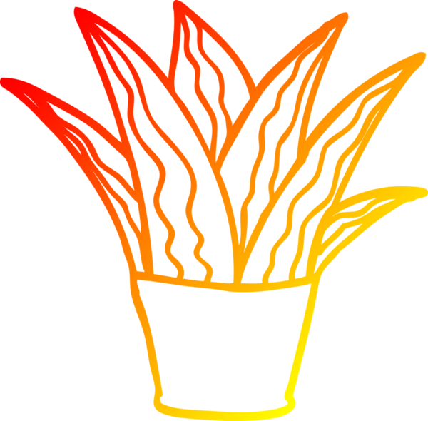 Bir insan tarafından çizilmiş karikatür ev bitkisinin sıcak çizgi çizimi