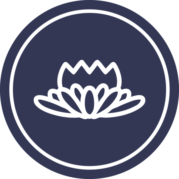 Bir insan tarafından çizilmiş nilüfer çiçeği dairesel simgesi