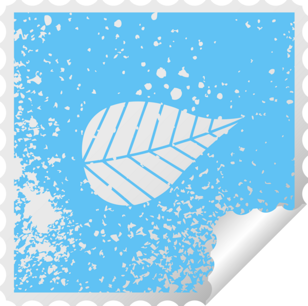 Bir insan tarafından çizilmiş yeşil yaprağın kareli kabuk soyma etiketi.