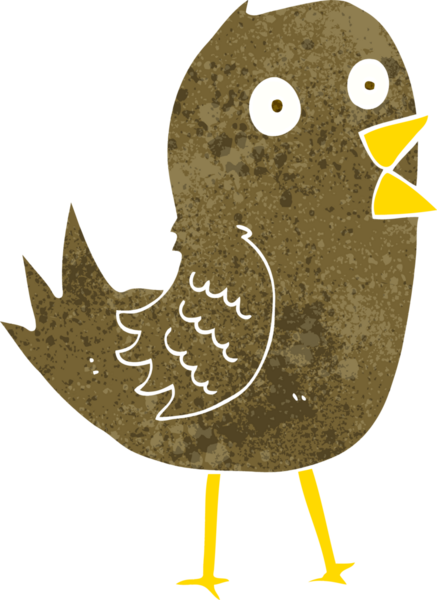 Bir insan tarafından çizilmiş çizgi film kuşları.