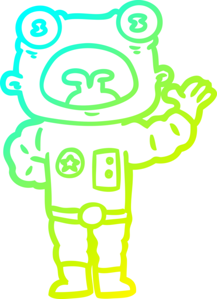 Bir insan tarafından çizilen garip uzaylı çizgi filminin soğuk gradyan çizimi.