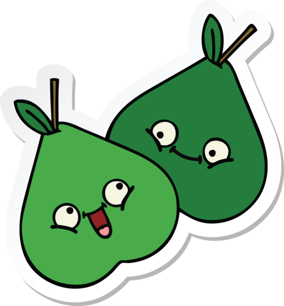 Bir insan tarafından çizilmiş şirin bir armutun çıkartması.