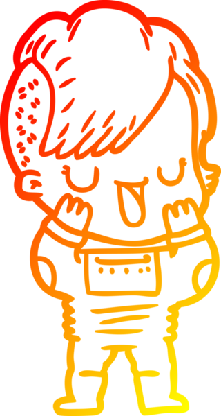 Hipster saç kesimi bir insan tarafından çizilmiş güzel bir çizgi film kızı çizimi.