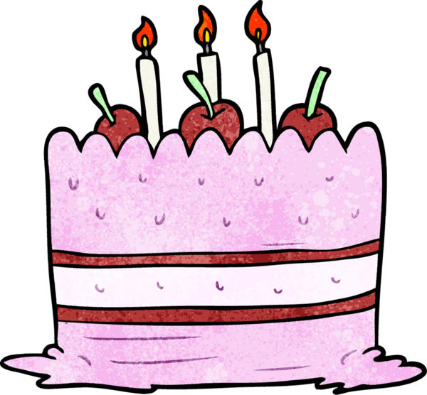 Bir insan tarafından çizilmiş doğum günü pastası.