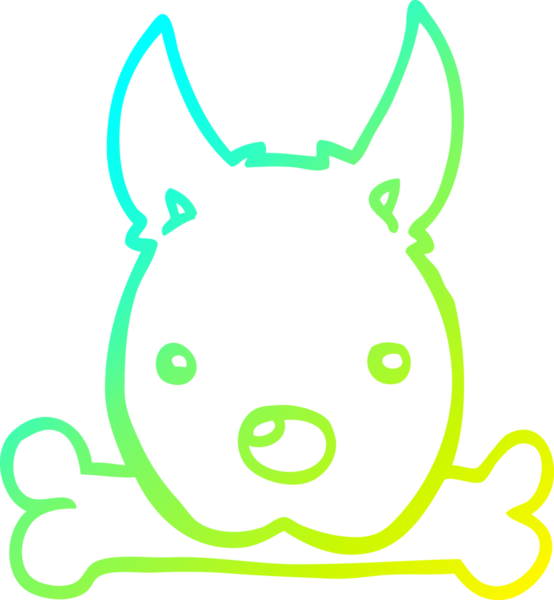 Bir insan tarafından çizilmiş kemikli çizgi film köpeği çizimi.