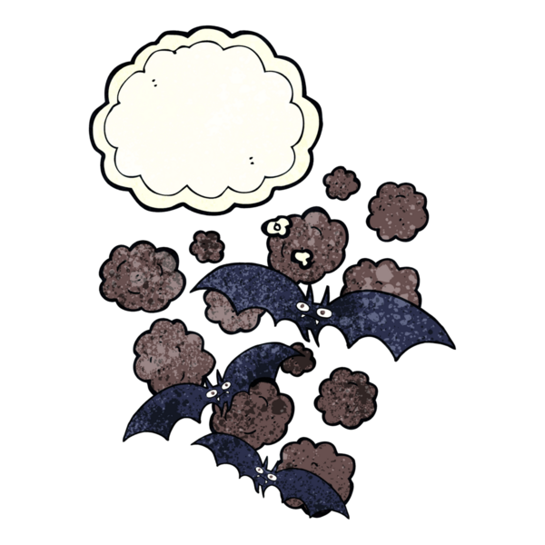 Bir insan tarafından çizilmiş düşünce baloncuklu vampir yarasalar.