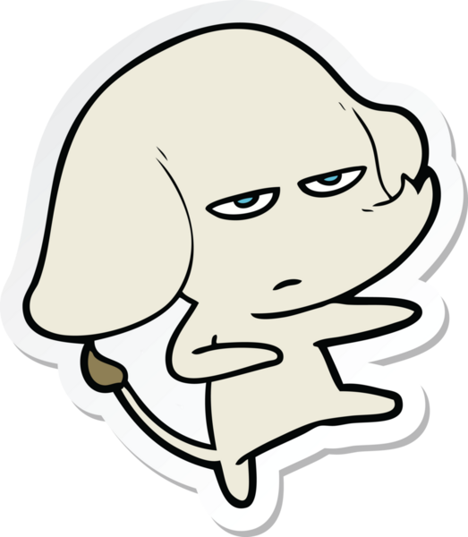 Bir insan tarafından çizilmiş kızgın bir filin çıkartması.