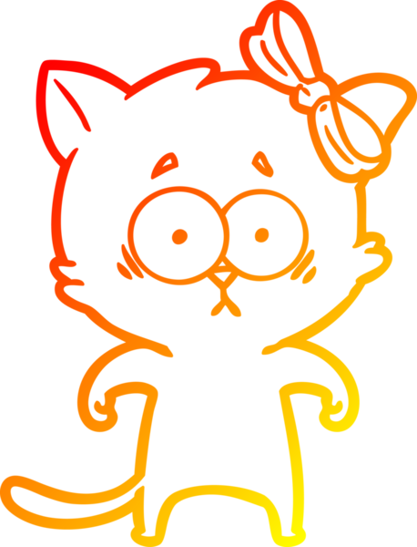Bir insan tarafından çizilmiş çizgi film kedisinin sıcak çizgi çizimi
