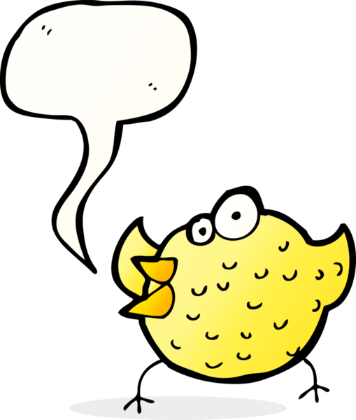 bir insan tarafından çizilmiş konuşma balonlu mutlu kuş.