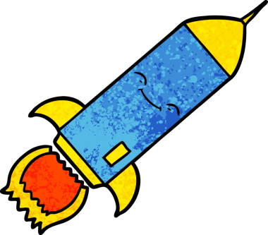 bir insan tarafından çizilmiş çizgi film roketi