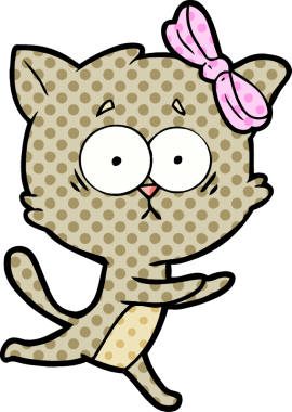 Bir insan tarafından çizilmiş çizgi film kedisi.