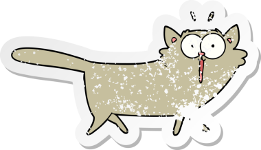 Bir insan tarafından çizilmiş karikatür bir kedinin sıkıntılı çıkartması.