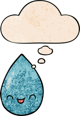 bir insan tarafından çizilmiş grunge desen biçiminde düşünce baloncuğu olan tatlı yağmur damlası.