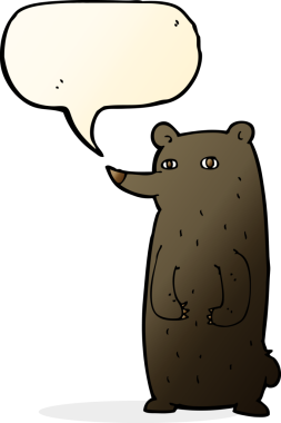 Bir insan tarafından çizilmiş komik çizgi film kara ayısı.