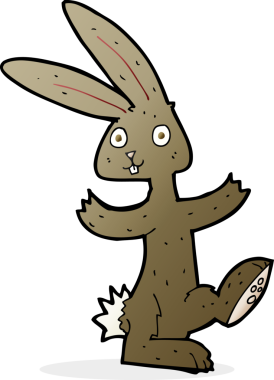 Bir insan tarafından çizilmiş çizgi film tavşanı