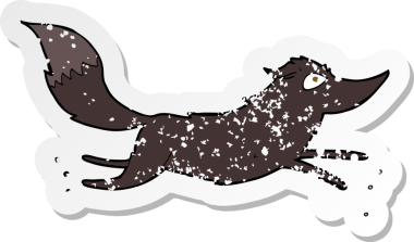 Bir insan tarafından çizilmiş bir kurt çizgi filminin gerilimli etiketi.