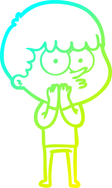 Bir çizgi film karakteri çizen soğuk gradyan bir insan tarafından çizilmiş meraklı çocuk.