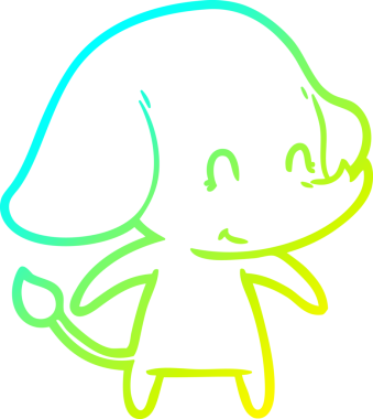 Bir insan tarafından çizilmiş şirin bir filin soğuk gradyan çizgisi