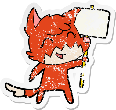 Bir insan tarafından çizilmiş mutlu bir tilkinin sıkıntılı çıkartması.