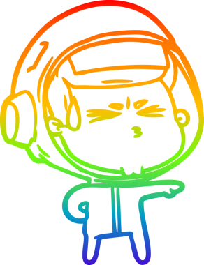 Bir insan tarafından çizilen gökkuşağı gradyan çizimi stresli astronot