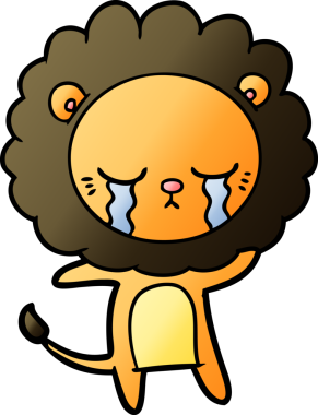 Bir insan tarafından çizilmiş ağlayan çizgi film aslanı.