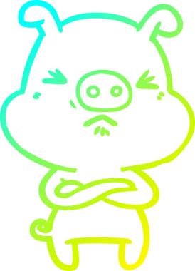 Bir insan tarafından çizilmiş kızgın bir domuzun soğuk çizgi çizimi.