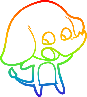 Gökkuşağı gradyan çizgisi bir insan tarafından çizilmiş şirin bir fil çizimi