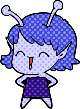 Bir insan tarafından çizilmiş uzaylı kız.