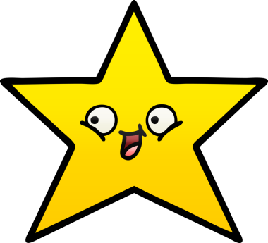 Bir insan tarafından çizilmiş altın yıldızın gölgeli karikatürü