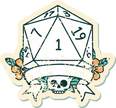 Retro Dövme Biçimi Doğal Bir d20 zar bir insan tarafından çizildi