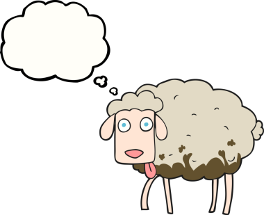 Bir insan tarafından çizilmiş serbest çizim baloncuk karikatür çamurlu koyun