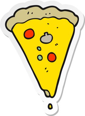 Bir insan tarafından çizilmiş bir pizzanın çıkartması.