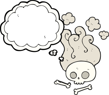 Bir insan tarafından çizilmiş serbest çizim balon kafatası ve kemikler.