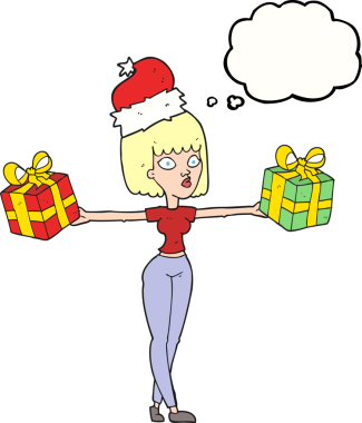 Serbest çizilmiş düşünce balonu karikatürü kadın bir insan tarafından çizilmiş xmas ile