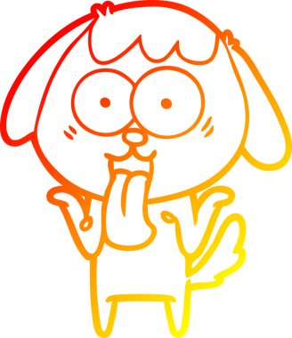 Bir insan tarafından çizilmiş sevimli bir köpeğin sıcak çizgi çizgisi.