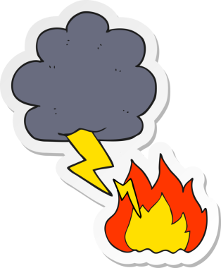 Bir insan tarafından çizilmiş bir karikatür yıldırımı çıkartması.