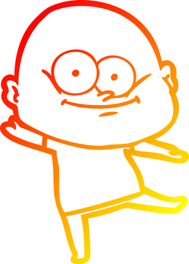 Bir insan tarafından çizilmiş kel bir adamın sıcak çizgi çizimi.