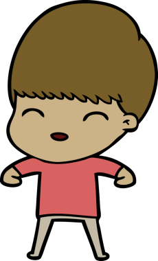 Bir insan tarafından çizilmiş mutlu çizgi film çocuğu.