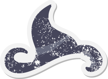 Bir insan tarafından çizilmiş ürkütücü cadı şapkası grunge çıkartması.