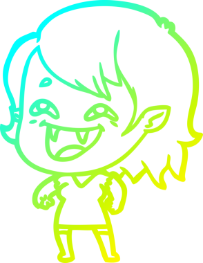 Bir insan tarafından çizilmiş gülen vampir kız çizgi filmi.