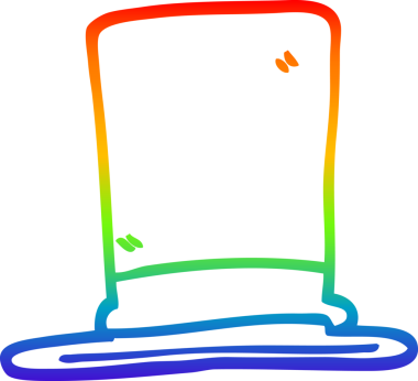 gökkuşağı gradyan çizgi çizimi bir insan tarafından çizilmiş silindir şapka