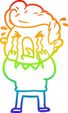 Bir insan tarafından çizilmiş ağlayan bir adamın çizdiği gökkuşağı gradyan çizgisi.