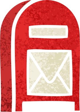 Bir insan tarafından çizilmiş posta kutusunun retro illüstrasyon tarzı karikatürü