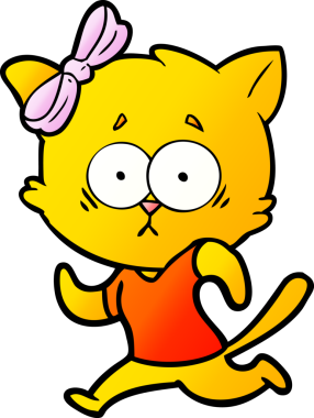 Bir insan tarafından çizilmiş çizgi film kedisi.