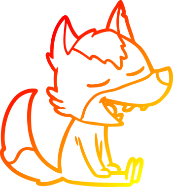 Bir insan tarafından çizilmiş gülen bir kurt çizgi çizimi.