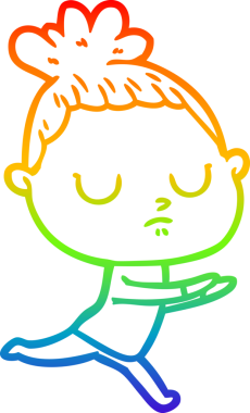 Gökkuşağı gradyan çizgi çizimi bir insan tarafından çizilmiş sakin bir kadın