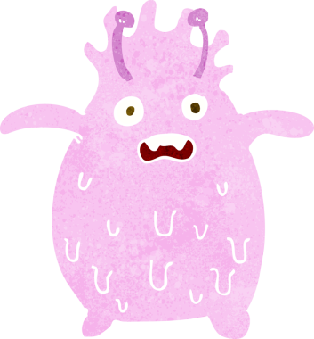 Bir insan tarafından çizilmiş komik balçık canavarı.